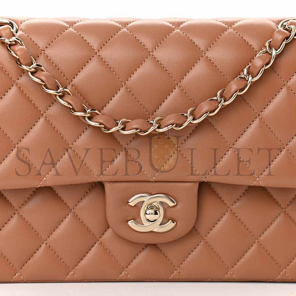 CHANEL LAMBSKIN QUILTED MEDIUM DOUBLE FLAP BROWN AS1112 (25.5*15.5*6.5cm)